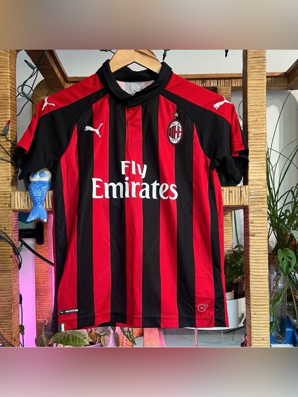 Puma AC Milan Fly Emirate Home Soccer Shirt/Jersey Youth L